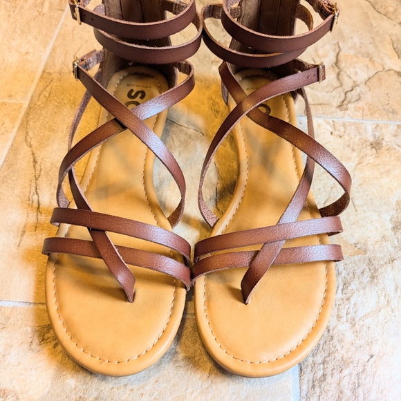 SO Brown Gladiator style sandals size 10 - Picture 2 of 4